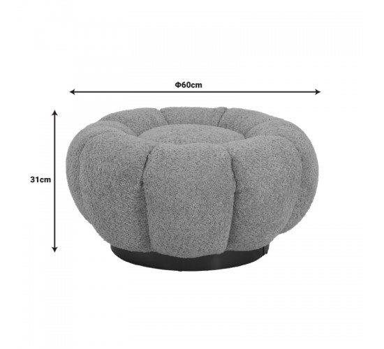 Σκαμπό Nester μπουκλέ ύφασμα σε λευκή απόχρωση Φ60x31εκ Υλικό: PLYWOOD. FABRIC. METAL 110-000089