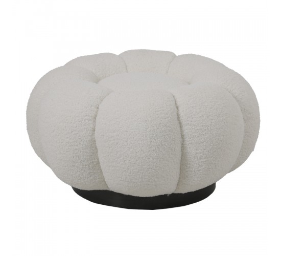 Σκαμπό Nester μπουκλέ ύφασμα σε λευκή απόχρωση Φ60x31εκ Υλικό: PLYWOOD. FABRIC. METAL 110-000089