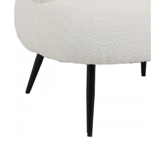 Πολυθρόνα Foleja μπουκλέ ύφασμα σε λευκή απόχρωση με μάυρα μεταλλικά πόδια 76x75x72εκ Υλικό: PLYWOOD. FABRIC. METAL 110-000091