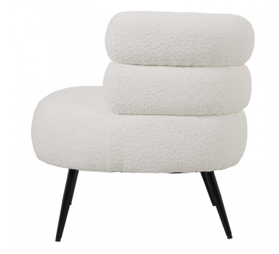 Πολυθρόνα Foleja μπουκλέ ύφασμα σε λευκή απόχρωση με μάυρα μεταλλικά πόδια 76x75x72εκ Υλικό: PLYWOOD. FABRIC. METAL 110-000091