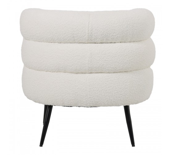 Πολυθρόνα Foleja μπουκλέ ύφασμα σε λευκή απόχρωση με μάυρα μεταλλικά πόδια 76x75x72εκ Υλικό: PLYWOOD. FABRIC. METAL 110-000091