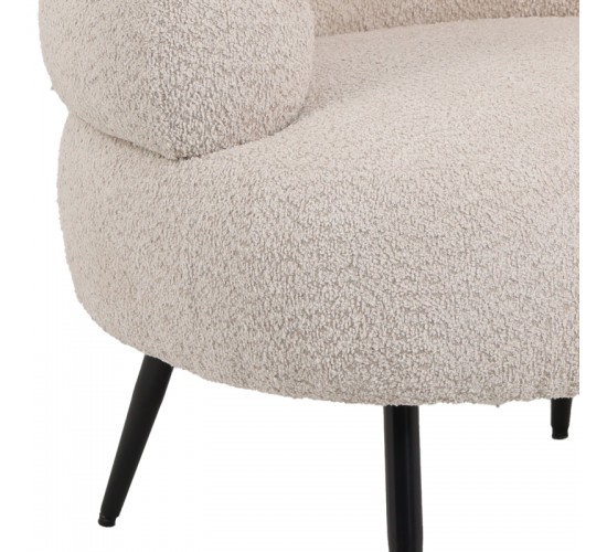 Πολυθρόνα Foleja μπουκλέ ύφασμα σε μπεζ απόχρωση με μαύρα μεταλλικά πόδια 76x75x72εκ Υλικό: PLYWOOD. FABRIC. METAL 110-000093