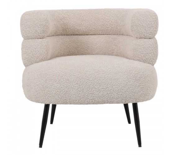 Πολυθρόνα Foleja μπουκλέ ύφασμα σε μπεζ απόχρωση με μαύρα μεταλλικά πόδια 76x75x72εκ Υλικό: PLYWOOD. FABRIC. METAL 110-000093