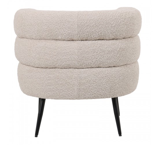 Πολυθρόνα Foleja μπουκλέ ύφασμα σε μπεζ απόχρωση με μαύρα μεταλλικά πόδια 76x75x72εκ Υλικό: PLYWOOD. FABRIC. METAL 110-000093