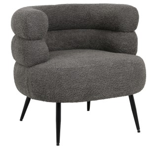 Πολυθρόνα Foleja μπουκλέ ύφασμα σε γκρι σκούρο απόχρωση με μαύρα μεταλλικά πόδια 76x75x72εκ Υλικό: PLYWOOD. FABRIC. METAL 110-000094