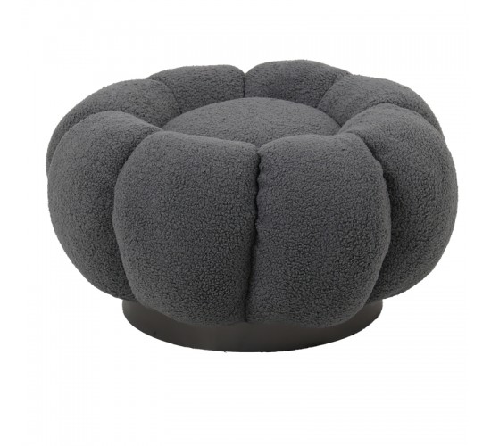 Πολυθρόνα περιστρεφόμενη με σκαμπό Nester μπουκλέ ύφασμα σε γκρι απόχρωση 98x97x69εκ Υλικό: PLYWOOD. FABRIC. METAL 110-000100