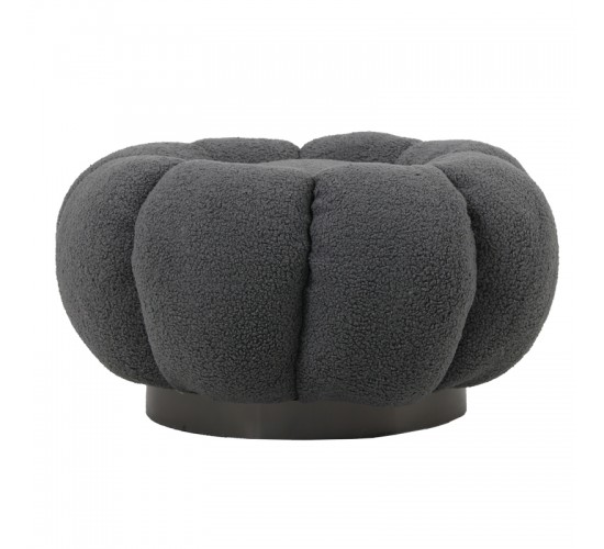 Πολυθρόνα περιστρεφόμενη με σκαμπό Nester μπουκλέ ύφασμα σε γκρι απόχρωση 98x97x69εκ Υλικό: PLYWOOD. FABRIC. METAL 110-000100