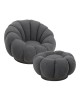 Πολυθρόνα περιστρεφόμενη με σκαμπό Nester μπουκλέ ύφασμα σε γκρι απόχρωση 98x97x69εκ Υλικό: PLYWOOD. FABRIC. METAL 110-000100