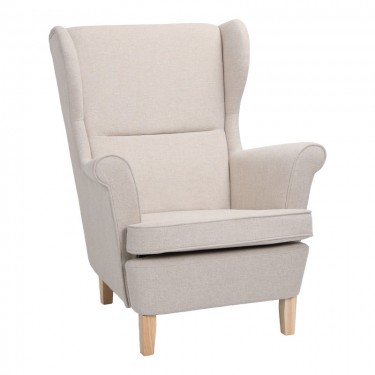 Πολυθρόνα - μπερζέρα Malei ύφασμα σε κρεμ απόχρωση-ξύλινα πόδια 85x93x100εκ Υλικό: plywood pine foam fabric rubber wood leg 110-000109