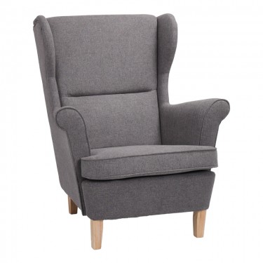 Πολυθρόνα - μπερζέρα Malei ύφασμα σε γκρι απόχρωση-ξύλινα πόδια 85x93x100εκ Υλικό: plywood pine foam fabric rubber wood leg 110-000110