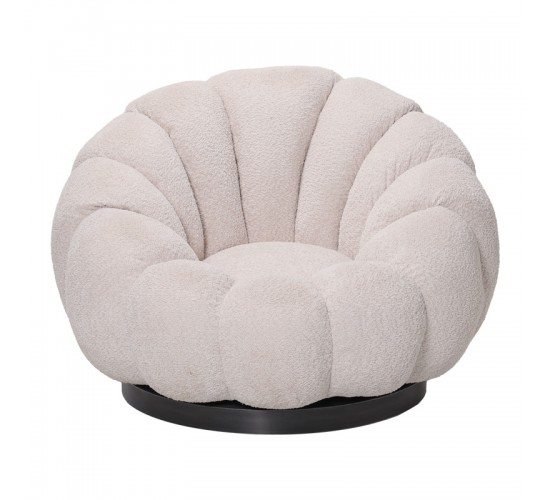 Πολυθρόνα περιστρεφόμενη Nester μπουκλέ ύφασμα σε μπεζ απόχρωση 98x97x69εκ Υλικό: PLYWOOD - FABRIC - METAL - PINE 110-000111