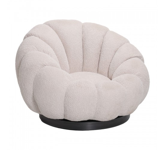 Πολυθρόνα περιστρεφόμενη Nester μπουκλέ ύφασμα σε μπεζ απόχρωση 98x97x69εκ Υλικό: PLYWOOD - FABRIC - METAL - PINE 110-000111
