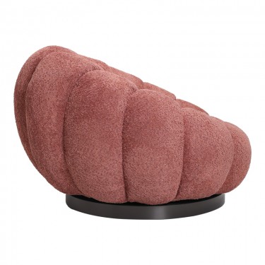 Πολυθρόνα περιστρεφόμενη Nester μπουκλέ ύφασμα σε απόχρωση σάπιο μήλο 98x97x69εκ Υλικό: PLYWOOD - FABRIC - METAL - PINE 110-000112