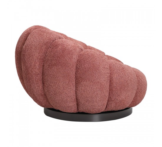 Πολυθρόνα περιστρεφόμενη Nester μπουκλέ ύφασμα σε απόχρωση σάπιο μήλο 98x97x69εκ Υλικό: PLYWOOD - FABRIC - METAL - PINE 110-000112