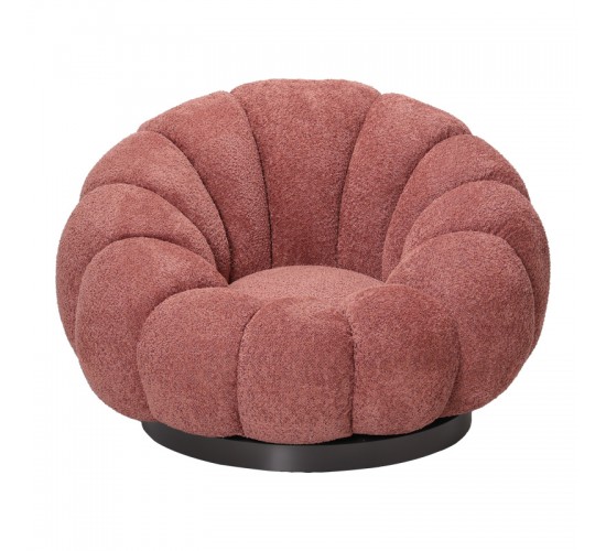 Πολυθρόνα περιστρεφόμενη Nester μπουκλέ ύφασμα σε απόχρωση σάπιο μήλο 98x97x69εκ Υλικό: PLYWOOD - FABRIC - METAL - PINE 110-000112