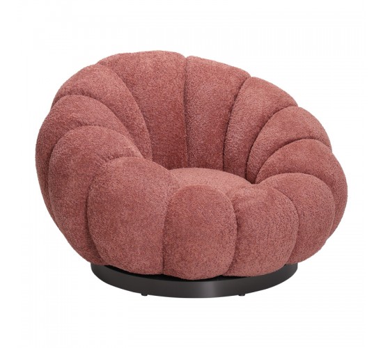 Πολυθρόνα περιστρεφόμενη Nester μπουκλέ ύφασμα σε απόχρωση σάπιο μήλο 98x97x69εκ Υλικό: PLYWOOD - FABRIC - METAL - PINE 110-000112