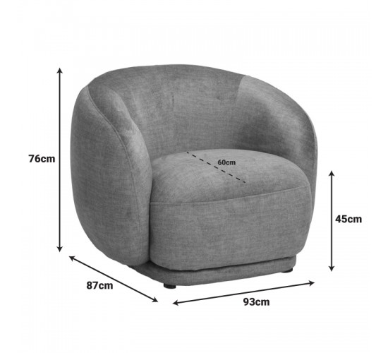 Πολυθρόνα Freya ύφασμα σε ανθρακί απόχρωση 93x87x76εκ Υλικό: PLYWOOD - PINE - FOAM - FABRIC 110-000119