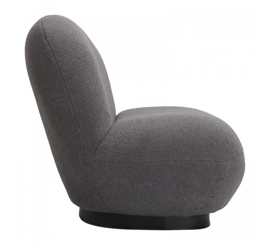 Πολυθρόνα Rosalie μπουκλέ ύφασμα σε ανθρακί απόχρωση με μαύρη βάση 85x82x77εκ Υλικό: FABRIC - METAL - PLYWOOD - PINE WOOD 110-000122