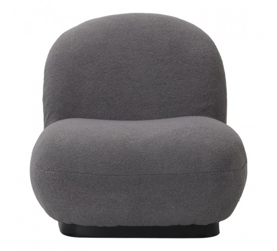 Πολυθρόνα Rosalie μπουκλέ ύφασμα σε ανθρακί απόχρωση με μαύρη βάση 85x82x77εκ Υλικό: FABRIC - METAL - PLYWOOD - PINE WOOD 110-000122