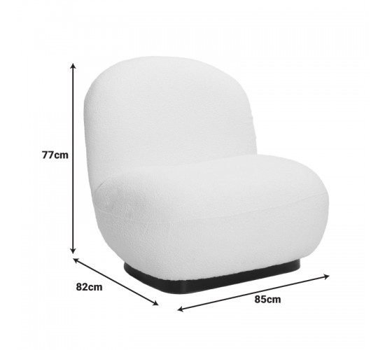 Πολυθρόνα Rosalie μπουκλέ ύφασμα σε ανθρακί απόχρωση με μαύρη βάση 85x82x77εκ Υλικό: FABRIC - METAL - PLYWOOD - PINE WOOD 110-000122