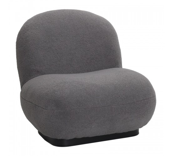 Πολυθρόνα Rosalie μπουκλέ ύφασμα σε ανθρακί απόχρωση με μαύρη βάση 85x82x77εκ Υλικό: FABRIC - METAL - PLYWOOD - PINE WOOD 110-000122