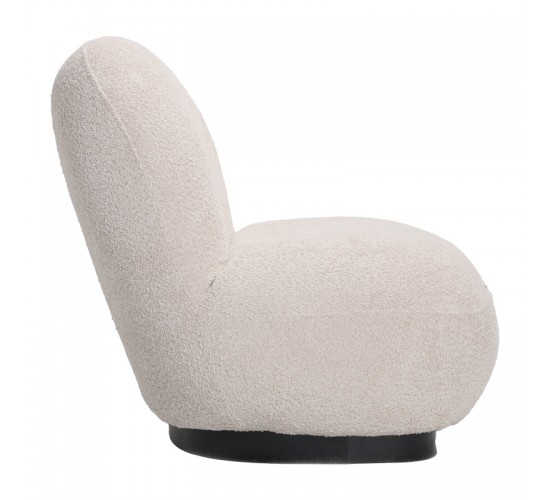 Πολυθρόνα Rosalie μπουκλέ ύφασμα σε μπεζ απόχρωση με μαύρη βάση 85x82x77εκ Υλικό: FABRIC - METAL - PLYWOOD - PINE WOOD 110-000123