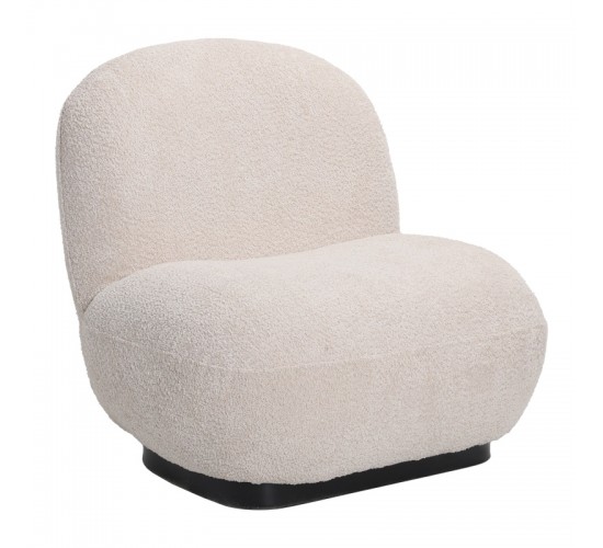 Πολυθρόνα Rosalie μπουκλέ ύφασμα σε μπεζ απόχρωση με μαύρη βάση 85x82x77εκ Υλικό: FABRIC - METAL - PLYWOOD - PINE WOOD 110-000123