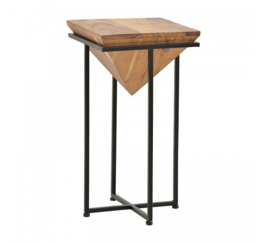 Βοηθητικό τραπέζι σαλονιού Miles μασίφ ξύλο ακακίας καρυδί-μαύρο 29x29x54εκ Υλικό: ACACIA WOOD - METAL 113-000031