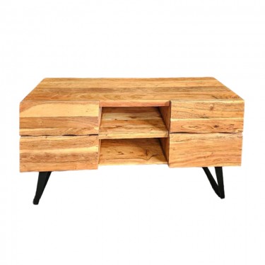 Έπιπλο τηλεόρασης Dervie φυσικό μασίφ ξύλο ακακίας 130x43.5x66.5εκ Υλικό: ACACIA WOOD 113-000038