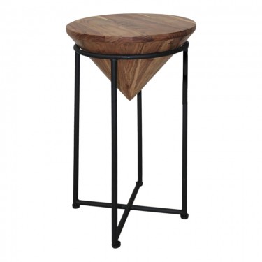 Βοηθητικό τραπέζι σαλονιού Miles I μασίφ ξύλο ακακίας σε φυσική απόχρωση Φ31x53εκ Υλικό: ACACIA WOOD - METAL 113-000049