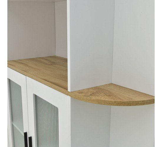 Βιτρίνα Xarvey Inart λευκό-φυσικό ξύλο 110x38x160εκ Υλικό: IRON-BIRCH-GLASS 115-000114