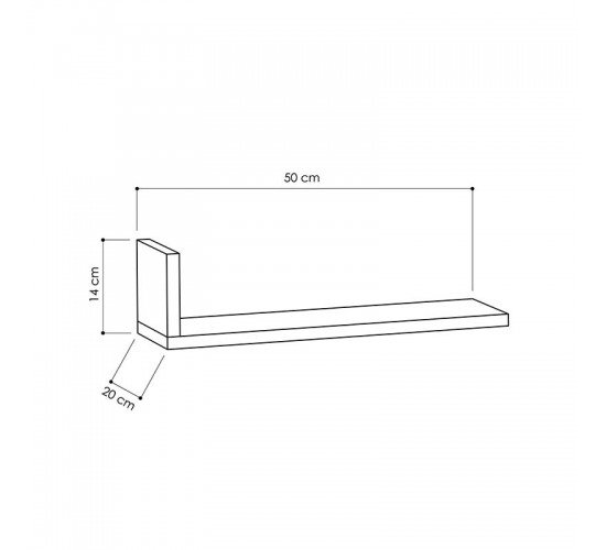 Ραφιέρα τοίχου L-Model pakoworld χρώμα λευκό 50x20x14εκ