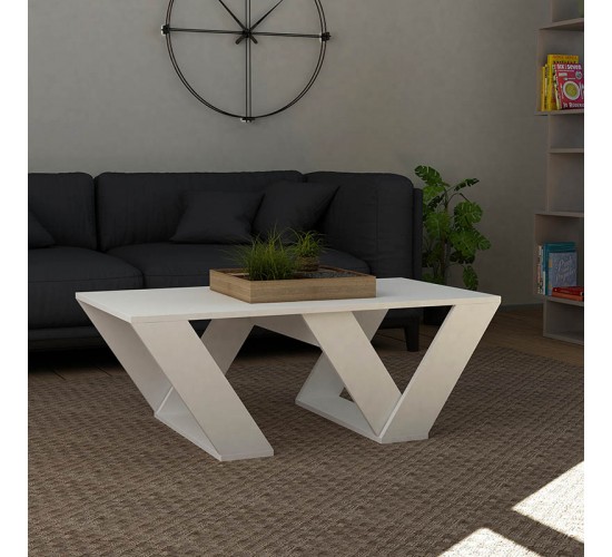 Τραπέζι σαλονιού PIPRA pakoworld σε χρώμα λευκό 110x60x40