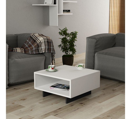 Τραπέζι σαλονιού Hola pakoworld antique λευκό-ανθρακί 60x60x32εκ Τραπέζι σαλονιού Hola pakoworld antique λευκό-ανθρακί 60x60x32εκ