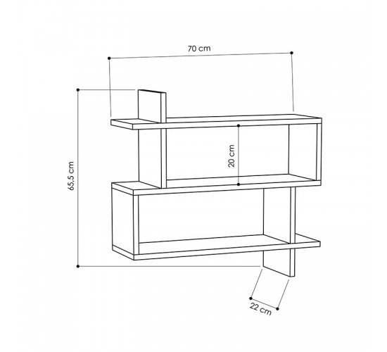 Ραφιέρα Paralel χρώμα λευκό 70x22x65,5εκ Υλικό: MELAMINE 18mm. 119-000773