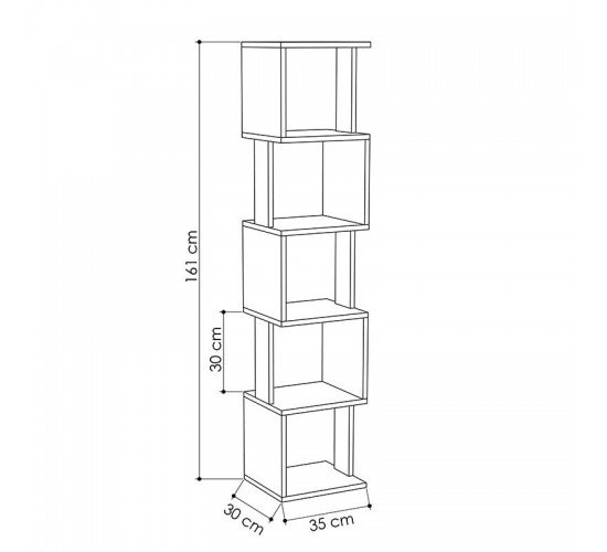 Βιβλιοθήκη - στήλη Piri pakoworld χρώμα φυσικό-ανθρακί 35x30x161εκ
