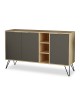 Μπουφές Clara χρώμα light oak-ανθρακί 142x35.5x83εκ Υλικό: CLIPBOARD 18mm WITH MELAMINE - METAL 119-001063 Μπουφές Clara χρώμα light oak-ανθρακί 142x35.5x83εκ Υλικό: CLIPBOARD 18mm WITH MELAMINE - METAL 119-001063