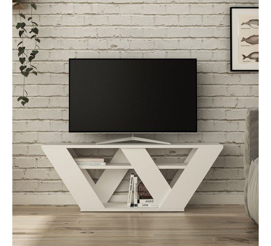 Έπιπλο τηλεόρασης Pipralla λευκό 110x30x40εκ Υλικό: CLIPBOARD WITH MELAMINE 18mm. 119-001081