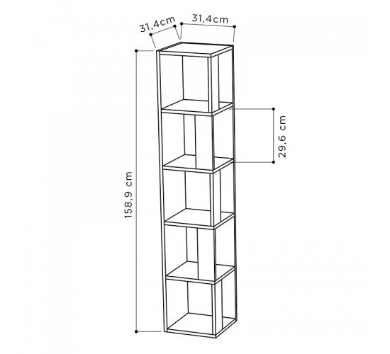 Βιβλιoθήκη στήλη Raphael pakoworld γκρι antique 31,5x31,5x159εκ