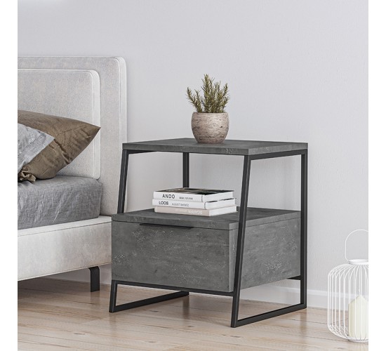 Κομοδίνο Johana μαύρο-γκρι antique 45x40x50εκ Υλικό: CHIPBOARD WITH MELAMINE COATING 18mm - METAL 119-001090 Κομοδίνο Johana μαύρο-γκρι antique 45x40x50εκ Υλικό: CHIPBOARD WITH MELAMINE COATING 18mm - METAL 119-001090