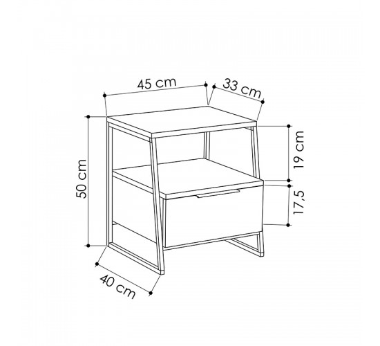 Κομοδίνο Johana μαύρο-γκρι antique 45x40x50εκ Υλικό: CHIPBOARD WITH MELAMINE COATING 18mm - METAL 119-001090 Κομοδίνο Johana μαύρο-γκρι antique 45x40x50εκ Υλικό: CHIPBOARD WITH MELAMINE COATING 18mm - METAL 119-001090