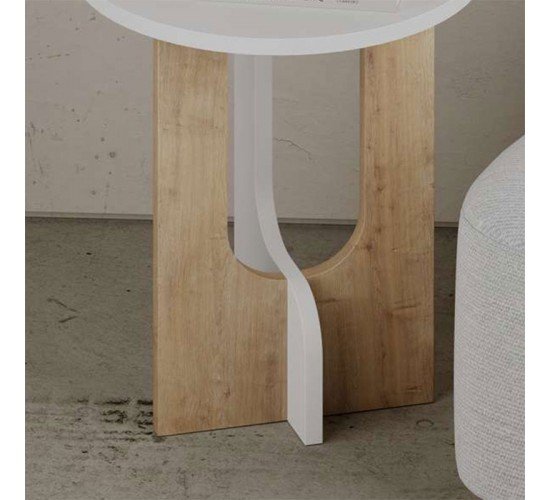 Βοηθητικό τραπέζι Luna λευκό-φυσικό Φ40x47 εκ Υλικό: CLIPBOARD 18mm WITH MELAMINE COATING 119-001112