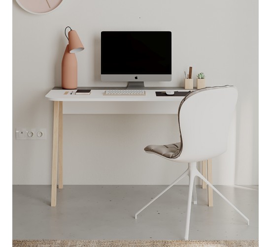 Γραφείο εργασίας Malia λευκό-φυσικό-ανθρακί antique 120x60.5x75εκ Υλικό: CLIPBOARD 18mm WITH MELAMINE COATING 119-001119