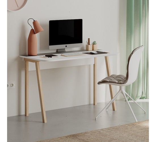 Γραφείο εργασίας Malia λευκό-φυσικό-ανθρακί antique 120x60.5x75εκ Υλικό: CLIPBOARD 18mm WITH MELAMINE COATING 119-001119