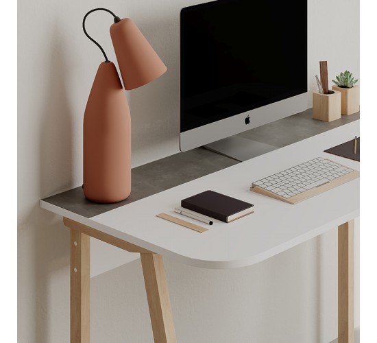 Γραφείο εργασίας Malia λευκό-φυσικό-ανθρακί antique 120x60.5x75εκ Υλικό: CLIPBOARD 18mm WITH MELAMINE COATING 119-001119