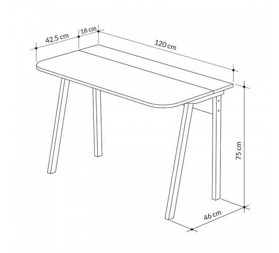 Γραφείο εργασίας Malia λευκό-φυσικό-ανθρακί antique 120x60.5x75εκ Υλικό: CLIPBOARD 18mm WITH MELAMINE COATING 119-001119