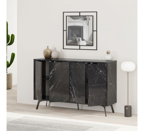 Μπουφές Ursula μαύρο μαρμάρου 123x35x77.5εκ Υλικό: CHIPBOARD WITH MELAMINE COATING 18mm - METAL 119-001123 Μπουφές Ursula μαύρο μαρμάρου 123x35x77.5εκ Υλικό: CHIPBOARD WITH MELAMINE COATING 18mm - METAL 119-001123
