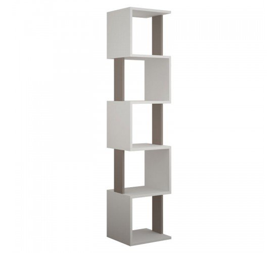 Βιβλιοθήκη - στήλη Piri χρώμα λευκό-μόκα 35x30x161εκ Υλικό: MELAMINE 18mm. 119-001124