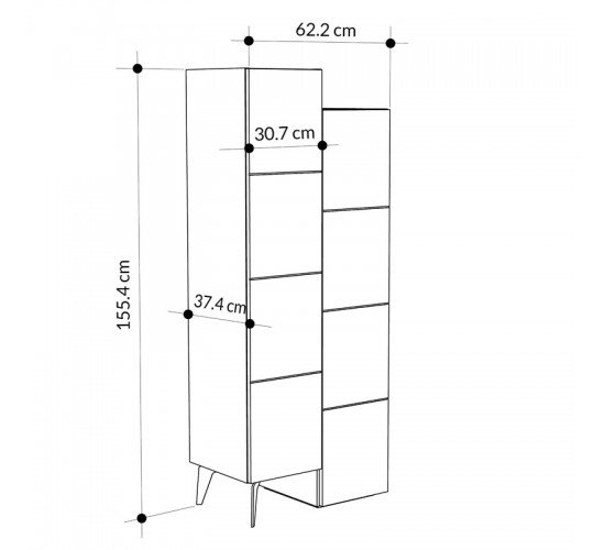 Ντουλάπι-στήλη Romane φυσικό 62.2x37.4x155.4εκ Υλικό: MELAMINE 18mm. 119-001131