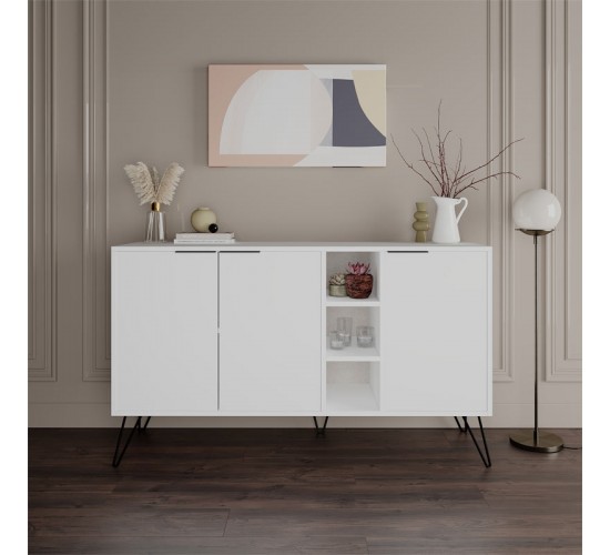 Μπουφές Clara λευκό 142x35.5x83εκ Υλικό: CLIPBOARD 18mm WITH MELAMINE - METAL 119-001133 Μπουφές Clara λευκό 142x35.5x83εκ Υλικό: CLIPBOARD 18mm WITH MELAMINE - METAL 119-001133